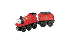 Thomas & Freands Wooden Railway Паровозик Джеймс с прицепом Learning Curve