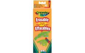 10 цветных карандашей с ластиками Crayola